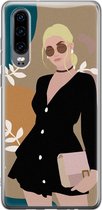 Huawei P30 hoesje - Abstract girl - Soft Case Telefoonhoesje - Print / Illustratie - Multi