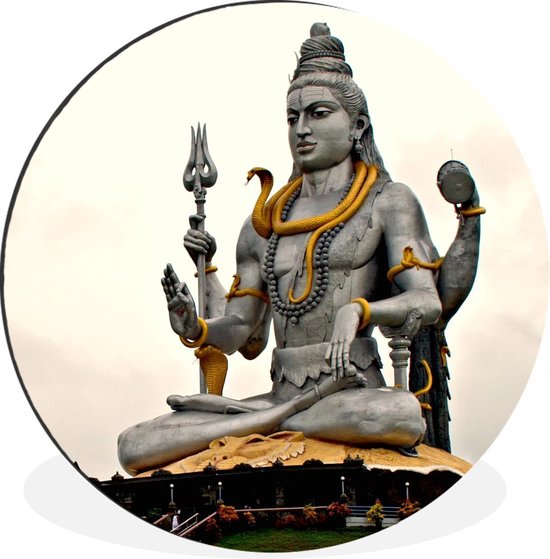 Grijs beeld van Shiva Wandcirkel aluminium ⌀ 60 cm - foto print op  muurcirkel /... | bol.com