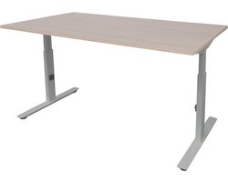 RoomForTheNew Bureau Schiphol plus-Bureau - Bureautafel - Gaming bureau - Game bureau - Computertafel - Desk - Bureau wit - Verstelbaar bureau - Gaming Desk - Bureau tafel - Bureau verstelbaar--Lindberg eiken blad-Aluminium  onderstel- 140x80