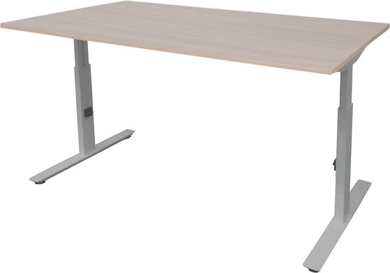 RoomForTheNew Bureau Schiphol plus-Bureau - Bureautafel - Gaming bureau - Game bureau - Computertafel - Desk - Bureau wit - Verstelbaar bureau - Gaming Desk - Bureau tafel - Bureau verstelbaar--Lindberg eiken blad-Aluminium  onderstel- 140x80