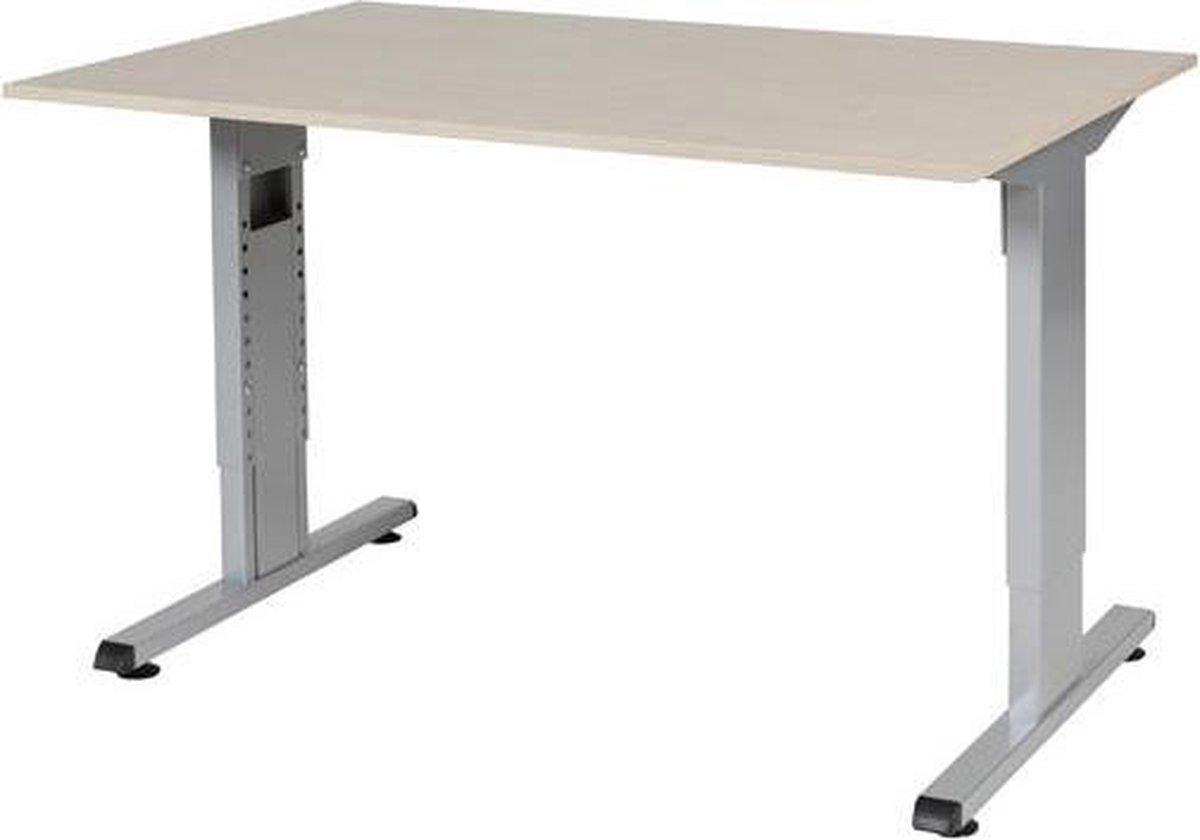 RoomForTheNew Bureau Schiphol Normal-Bureau - Bureautafel - Gaming bureau - Game bureau - Computertafel - Desk - Bureau wit - Verstelbaar bureau - Gaming Desk - Bureau tafel - Bureau verstelbaar--Robson eiken blad-Aluminium  onderstel- 120x80