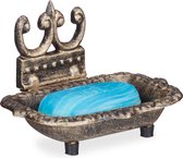 Relaxdays porte-savon antique en fonte bronze stable avec pieds, porte-savon
