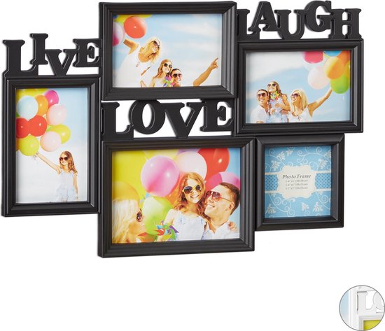 rem succes Bespreken relaxdays fotolijst Live Love Laugh - collagelijst voor 5 foto's -  galerijlijst -... | bol.com