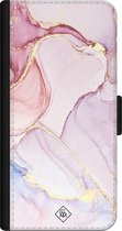 iPhone 12 bookcase leer hoesje - Marmer roze paars