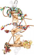 Duvo+ Houten hanger met leder & touw 38cm