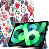 Hoes Geschikt voor iPad Air 2020 Hoes Luxe Hoesje Book Case - Hoesje Geschikt voor iPad Air 4 2020 Hoes Cover - Vlinders