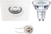 LED Spot Set - Pragmi Rodos Pro - GU10 Fitting - Inbouw Vierkant - Mat Wit - 93mm - Philips - CorePro 830 36D - 4.6W - Warm Wit 3000K - BSE