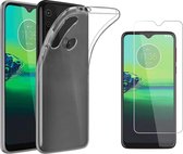 Silicone hoesje transparant met 2 Pack Tempered glas Screen Protector Geschikt voor: Motorola Moto G8 Play / Motorola Moto One Macro