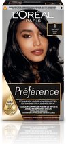 6x L'Oréal Preference Haarkleuring 01 Napoli - Zwart