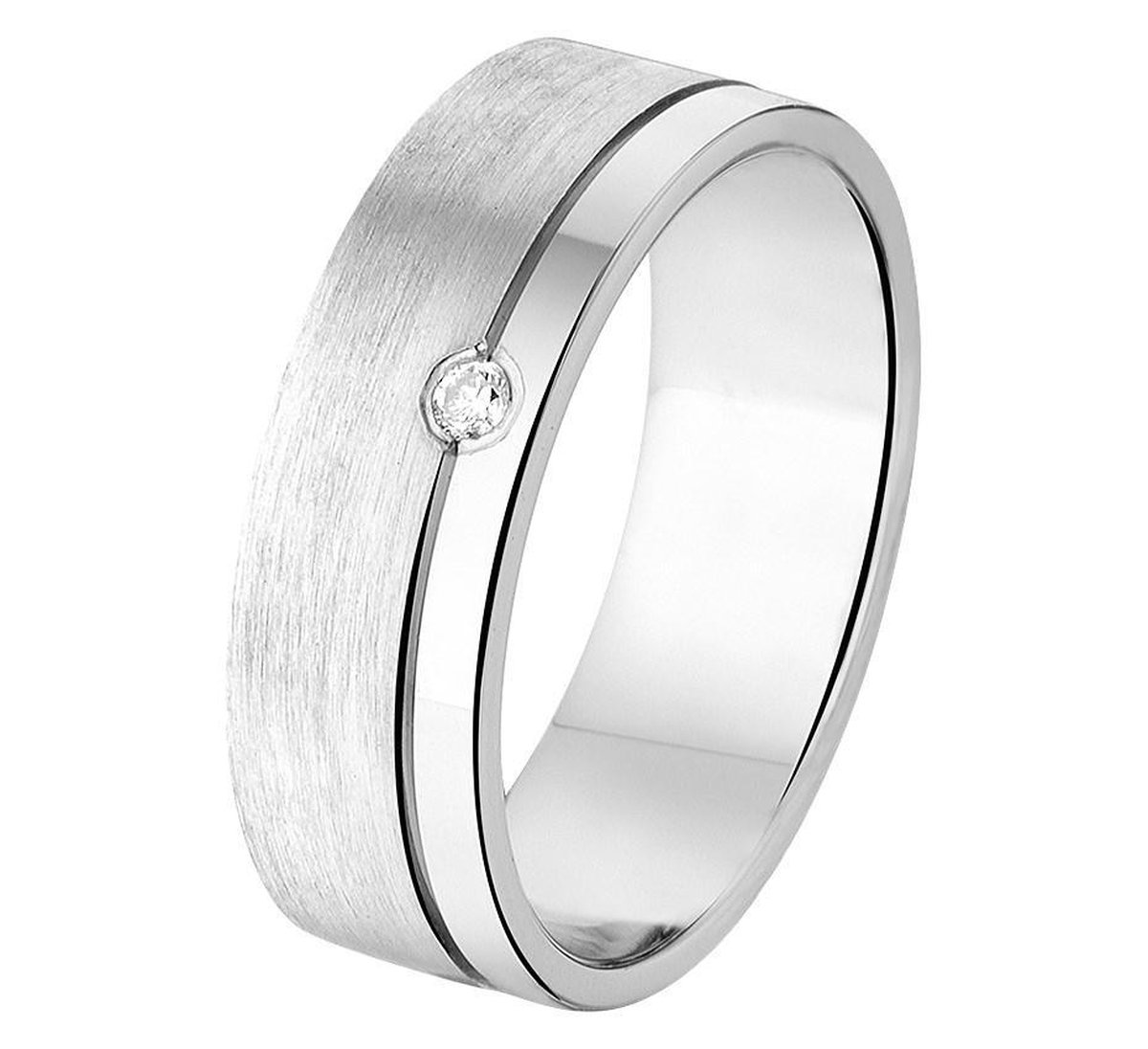 Gerhodineerd Zilver Ring A308 - 6 Mm 0.02Ct H Si 1315580