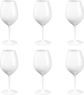 6x Verres à vin à vin Witte ou rouge 51 cl / 510 ml de plastique blanc incassable / réutilisable - Verres à vin amateurs de vins - Boire du Vin