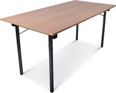 Inklapbare tafel recht | 180x80 | U-frame | Blad: Houtkleur | Frame: