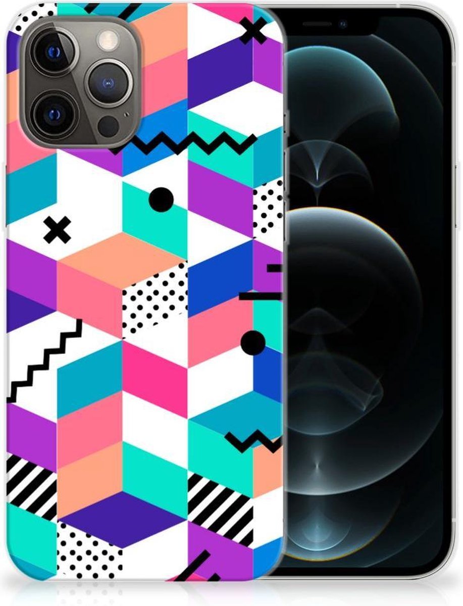 iPhone 12 Pro Max TPU Hoesje Blokken Kleurrijk