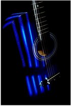 Poster – Gitaar met Blauwe Lampen - 40x60cm Foto op Posterpapier