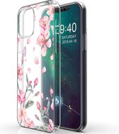 iMoshion Hoesje Siliconen Geschikt voor iPhone 12 Mini - iMoshion Design hoesje - Roze / Transparant / Blossom Watercolor