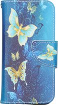 Hoesje Met Pasjeshouder Geschikt voor iPhone 12 Mini - Design Softcase Bookcase (Binfen) smartphone - Meerkleurig / Blue Butterfly