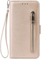 Shop4 - iPhone 12 Pro Hoesje - Wallet Case Cabello met Ritssluiting Rosé  Goud