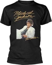 Michael Jackson Heren Tshirt -S- Thriller White Suit Zwart