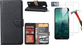 Nokia 1.3 Hoesje Portemonnee cover Met Pasjesruimte Zwart - 2x Screen Protector