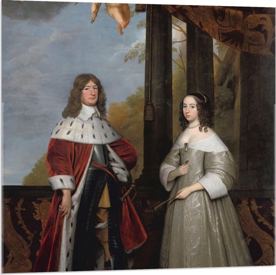 Acrylglas - Oude meesters - Friedrich Wilhelm met zijn vrouw, Gerard van Honthorst - 80x80cm Foto op Acrylglas (Met Ophangsysteem)