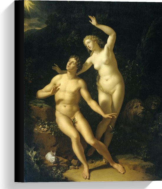 Canvas  - Oude meesters - God roept Adam & Eva op Adriaen van der Werff - 30x40cm Foto op Canvas Schilderij (Wanddecoratie op Canvas)
