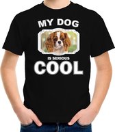 Charles spaniel honden t-shirt my dog is serious cool zwart - kinderen - Cavalier king charles-spaniels liefhebber cadeau shirt XL (158-164)