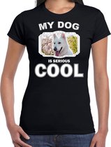 Witte herder honden t-shirt my dog is serious cool zwart - dames - Witte herders liefhebber cadeau shirt XL