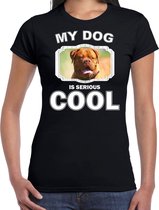 Franse mastiff honden t-shirt my dog is serious cool zwart - dames - Franse mastiff liefhebber cadeau shirt XL