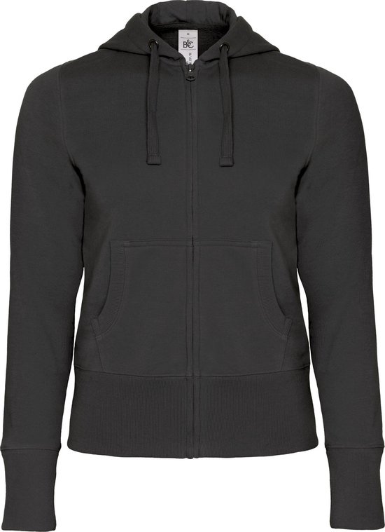 B&C Dames/Dames Volledige Zip Hooded Sweatshirt/Hoodie (Zwart)