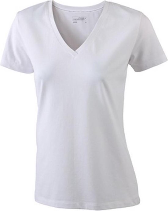 James and Nicholson T-shirt extensible à col en V femmes / femmes (Wit)