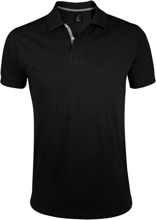 SOLS Heren Portland korte mouw Pique Polo Shirt (Zwart)