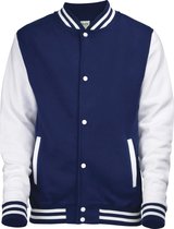 Awdis Kinder Unisex Varsity Jacket / Schoolkleding (Marine Oxford/Wit) maat 7/8