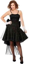 Smiffy's - Glitter & Glamour Kostuum - 80s Uitbundige Cocktailjurk Vrouw - Zwart - Medium - Carnavalskleding - Verkleedkleding