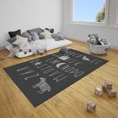 Kinderkamer vloerkleed Alfabet - zwart/crème 80x150 cm