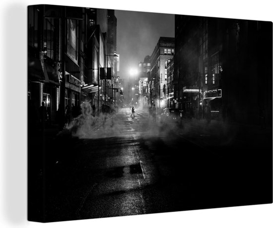 Canvas Schilderij Mistig Toronto in Film Noir - 120x80 cm - Wanddecoratie