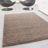 Shaggy Tapijt is 50 mm Poolhoogte plat Beige kleur