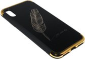 Zwart veren hoesje deluxe Geschikt voor iPhone XS / X