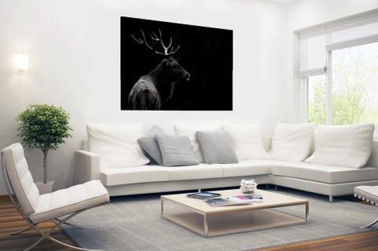 Poster Cerf noir et blanc 60x40 cm - Tirage photo sur Poster (décoration murale salon / chambre) / Poster Animaux