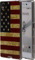 Amerikaanse Vlag TPU Cover Case voor Sony Xperia Z5 E6653 / E6603 Hoesje