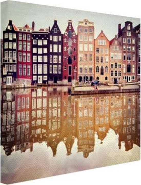 Réflexion des façades typiques dans l'eau en toile 120x80 cm - impression photo sur toile peinture Décoration murale salon / chambre à coucher) / Villes Peintures Toile