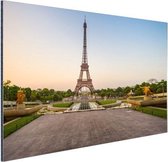 Wanddecoratie Metaal - Aluminium Schilderij Industrieel - Parijs - Eiffeltoren - Zonsopgang - 30x20 cm - Dibond - Foto op aluminium - Industriële muurdecoratie - Voor de woonkamer/slaapkamer