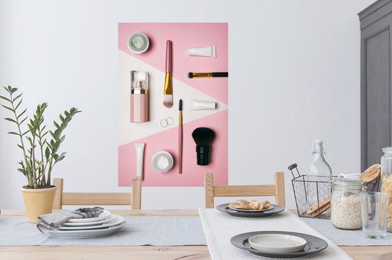 Sticker Muursticker Flat lay Beauty - Maquillage - 60x90 cm - film adhésif autocollant - sticker mural repositionnable