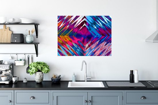 Sticker Muursticker Art psychédélique - Art psychédélique en forme de losange - 80x60 cm - film adhésif autocollant - sticker mural repositionnable