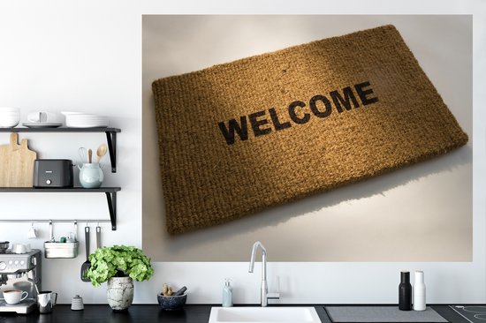 Sticker Muursticker Panneau de bienvenue - tapis - 160x120 cm - feuille adhésive autocollante - sticker mural repositionnable XXL /