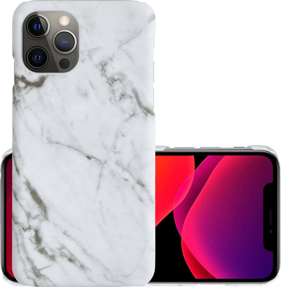 Hoes Geschikt voor iPhone 11 Pro Max Hoesje Marmer Back Case Hardcover Marmeren Hoes Marmer - Wit