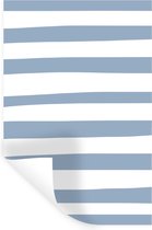 Muurstickers - Sticker Folie - Blauw en wit - Gestreept - Illustratie - Kinderen - Kids - 60x90 cm - Plakfolie - Muurstickers Kinderkamer - Zelfklevend Behang - Zelfklevend behangpapier - Stickerfolie