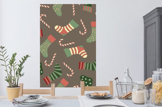 Stickers muraux - Film autocollant - Canne en bonbon - Motif - Noël - 80x120 cm - Film adhésif - Stickers muraux Chambre d'enfant - Papier peint autocollant