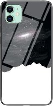 Sterrenhemel geschilderd gehard glas TPU schokbestendig beschermhoes voor iPhone 12 mini (Universe Starry Sky)