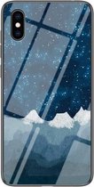 Sterrenhemel geschilderd gehard glas TPU schokbestendig beschermhoes voor iPhone XS Max (Star Chess Rob)