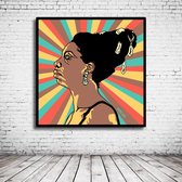 Pop Art Nina Simone Poster in lijst - 90 x 90 cm en 2 cm dik - Fotopapier Mat 180 gr Framed - Popart Wanddecoratie inclusief lijst
